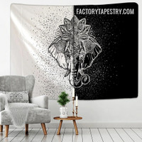 Colorless Elephant Mandala Bohemian Wall Hanging Tapestry