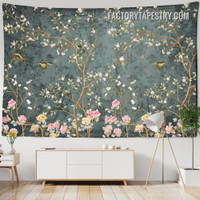 Birds and Flowers V Floral Retro Wall Hanging Tapestry