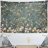 Birds and Flowers V Floral Retro Wall Art Tapestry