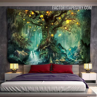 Magical Forest I Fantasy Landscape Modern Wall Hanging Tapestry