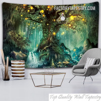 Magical Forest I Fantasy Landscape Modern Wall Décor Tapestry