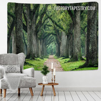 Big Trees Path Nature Landscape Modern Wall Art Tapestry