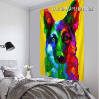 Colorful German Shepherd Abstract Animal Modern Wall Hanging Tapestry for Home and Office Décor