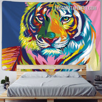 Colorful Tiger Abstract Animal Modern Wall Hanging Tapestry for Home and Office Décor