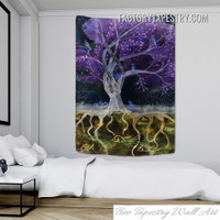 Purple Tree Dream Landscape Psychedelic Wall Art Tapestry for Bedroom