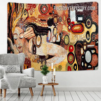 Woman Mosaic Tapestry Abstract Retro Wall Hanging Mural Art for Bedroom Tapestries