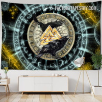 Viking Raven Bird Psychedelic Tapestry Wall Art