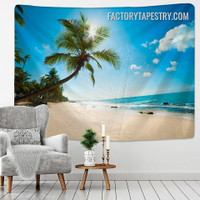 Sunny Coast Beach Nature Landscape Modern Wall Art Tapestry for Seaside Wall Décor