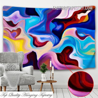 Varicolored Marble Texture Psychedelic Wall Hanging Tapestry for Living Room