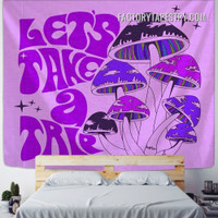 Quotes Mushroom Tapestry II Hippie Wall Hanging Tapestries for Living Room