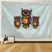 Bright Feather Owls Abstract Bird Bohemian Hippie Wall Hanging Tapestry for Home Decoration