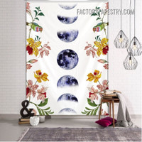 Moon Phases I Floral Psychedelic Tapestry Art