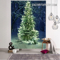 Christmas Tree Landscape Occasion Modern Wall Hanging Tapestry for Living Room Bedroom Dorm Home Décor