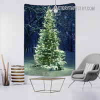 Christmas Tree Landscape Occasion Modern Wall Art Tapestry for Living Room Bedroom Dorm Home Décor