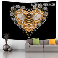 Honey Bee Daisy Flowers Floral Bohemian Wall Hanging Tapestry for Home Decoration