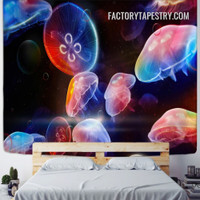 3D Dancing Jelly Fish Dreamy Fantasy Abstract Psychedelic Wall Art Tapestry for Living Room Décor