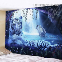 White Tigers Animal Landscape Modern Wall Hanging Tapestry for Dorm Room Décor