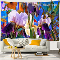 Iris Flower Tapestry Abstract Floral Botanical Wildflower Spring Garden Hippie Wall Art Tapestries for Dorm Room Decoration