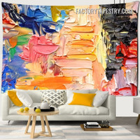 Colorful Brush Strokes Modern Hippie Abstract Wall Art Tapestry for Bedroom Dorm Home Décor