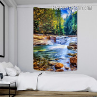 Water Stream Forest Nature Landscape Modern Wall Art Tapestry for Home Decoration