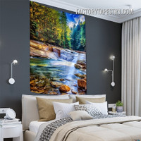 Water Stream Forest Nature Landscape Modern Wall Décor Tapestry for Home Decoration