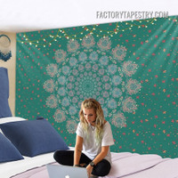 Floral Mandala Design Bohemian Hippie Wall Art Tapestry for Home Dorm Room Decoration