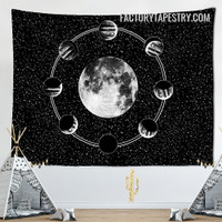Moon Phase Tapestry Black and White Bohemian Wall Hanging Tapestries for Living Room Décor