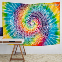 Rainbow Mandala Pattern Hippie Indian Wall Art Tapestry for Home Decoration