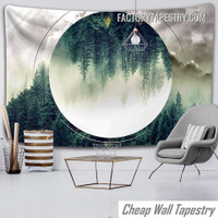 Cloudy Forest Landscape Modern Wall Art Tapestry for Bedroom Dorm Home Decoration