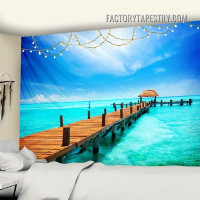 Exotic Paradise Nature Landscape Modern Coastal Wall Hanging Tapestry for Mexico Wall Mural