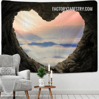 Heart Shaped Cave Nature Landscape Modern Wall Hanging Tapestry for Living Room Decoration