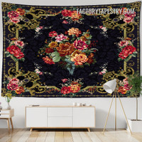 Decorative Border Flowers Medieval Gothic Renaissance Style Vintage Wall Hanging Tapestry for Bedroom