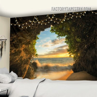 Stone Cave Sea Nature Landscape Modern Wall Art Tapestry for Living Room Decoration