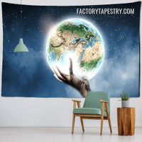 Hold the Earth Nature Landscape Psychedelic Tapestry Wall Hanging