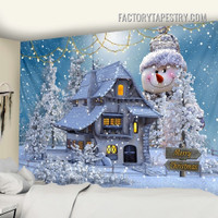 Christmas Snowmen Landscape Occasion Modern Wall Hanging Tapestry for Living Room Decoration