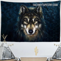 Wolf Face Animal Psychedelic Tapestry Wall Art