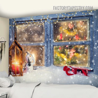 Atmospheric Christmas Window Occasion Modern Wall Decor Tapestry for Home Décor