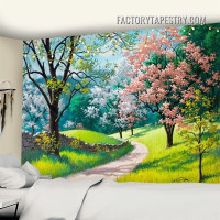 Spring Path Nature Landscape Modern Wall Art Tapestry for Bedroom Dorm Home Decoration