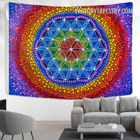 Rainbow Flower of Life Floral Hippie Mandala Bohemian Wall Art Tapestry for Home Decoration