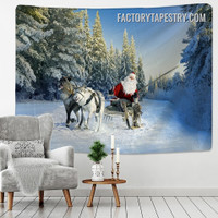 Winter Forest Nature Landscape Modern Christmas Wall Hanging Tapestry for Living Room Decoration