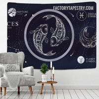 Pisces Tapestry Astrology Zodiac Witchcraft Bohemian Wall Decor Tapestries for Home Decoration