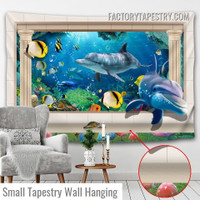 3D Underwater Ocean Animal Seascape Modern Wall Hanging Tapestry for Living Room Decoration