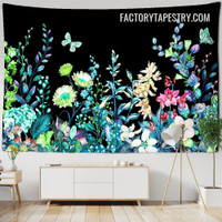 Botanical Wildflower Tapestry Floral Retro Wall Hanging Tapestries for Living Room Decoration