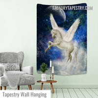 Pegasus Wings Fantasy Animal White Horse Wall Decor Tapestry for Living Room Decoration