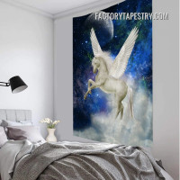 Pegasus Wings Fantasy Animal White Horse Wall Art Tapestry for Living Room Decoration