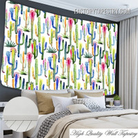 Colorful Cactus Botanical Plant Hippie Wall Art Tapestry for Living Room Decoration