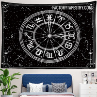 Zodiac Clock Astrology Bohemian Wall Hanging Tapestry for Home Decoration