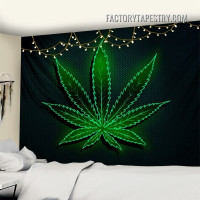 Neon Cannabis Leaf Botanical Modern Psychedelic Wall Hanging Tapestry for Bedroom Dorm Home Decoration