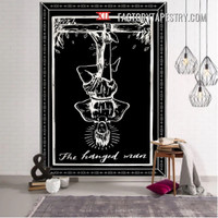The Hanged Man II Black and White Bohemian Witchcraft Tarot Wall Hanging Tapestry