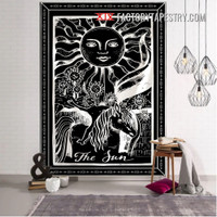 The Sun VI Black and White Bohemian Witchcraft Tarot Wall Hanging Tapestry